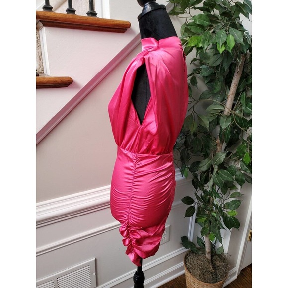 Pink Women's Solid Polyester Mock Neck Sleeveless Knee Length Dress Size Small - Picture 6 of 10